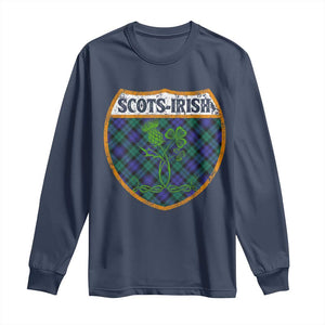 Scots-Irish Pride Long Sleeve Shirt Shamrock Ulster Scots Scotch Irish Shamrock Thistle TS09 Navy Print Your Wear