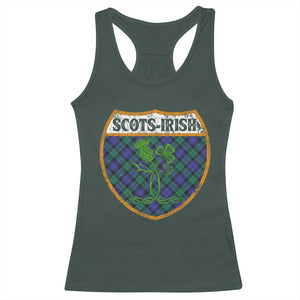 Scots-Irish Pride Racerback Tank Top Shamrock Ulster Scots Scotch Irish Shamrock Thistle TS09 Dark Forest Green Print Your Wear