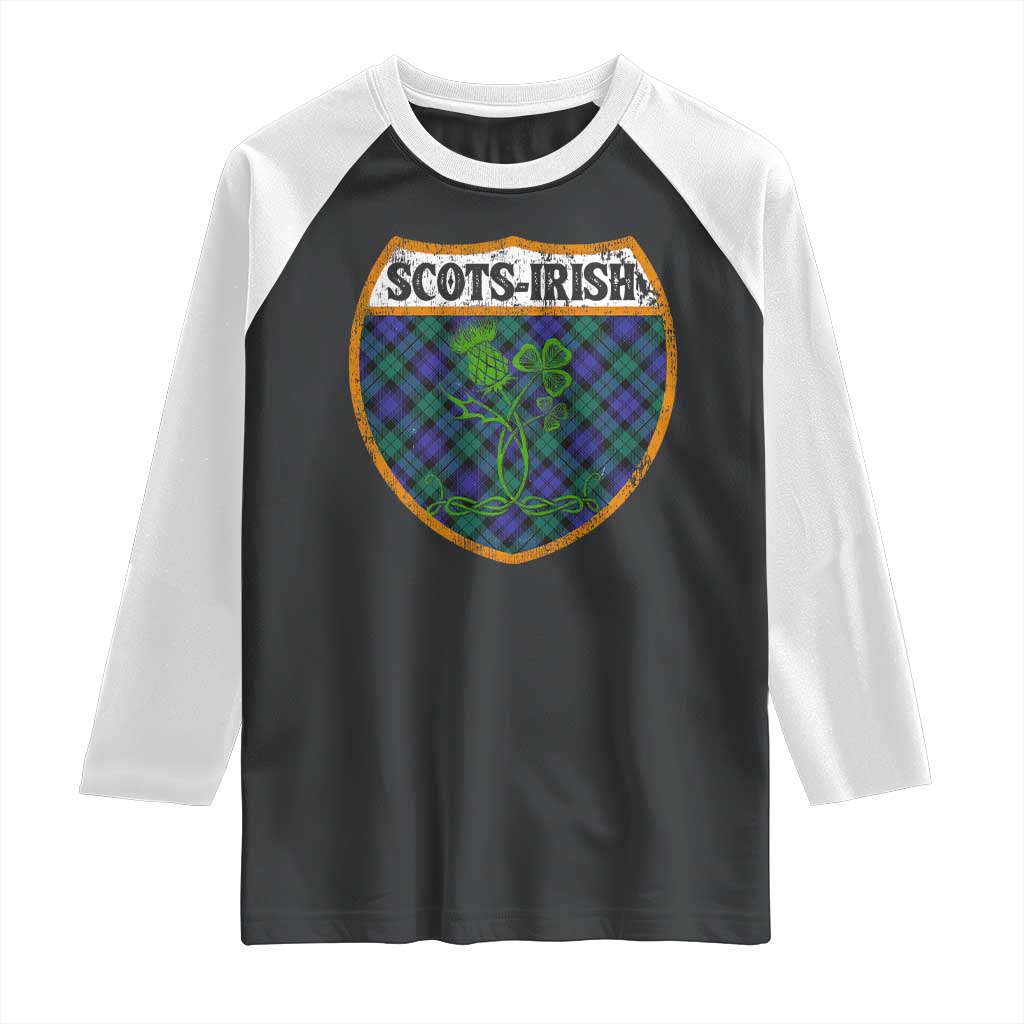 Scots-Irish Pride Raglan Shirt Shamrock Ulster Scots Scotch Irish Shamrock Thistle TS09 Black White Print Your Wear