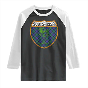 Scots-Irish Pride Raglan Shirt Shamrock Ulster Scots Scotch Irish Shamrock Thistle TS09 Black White Print Your Wear