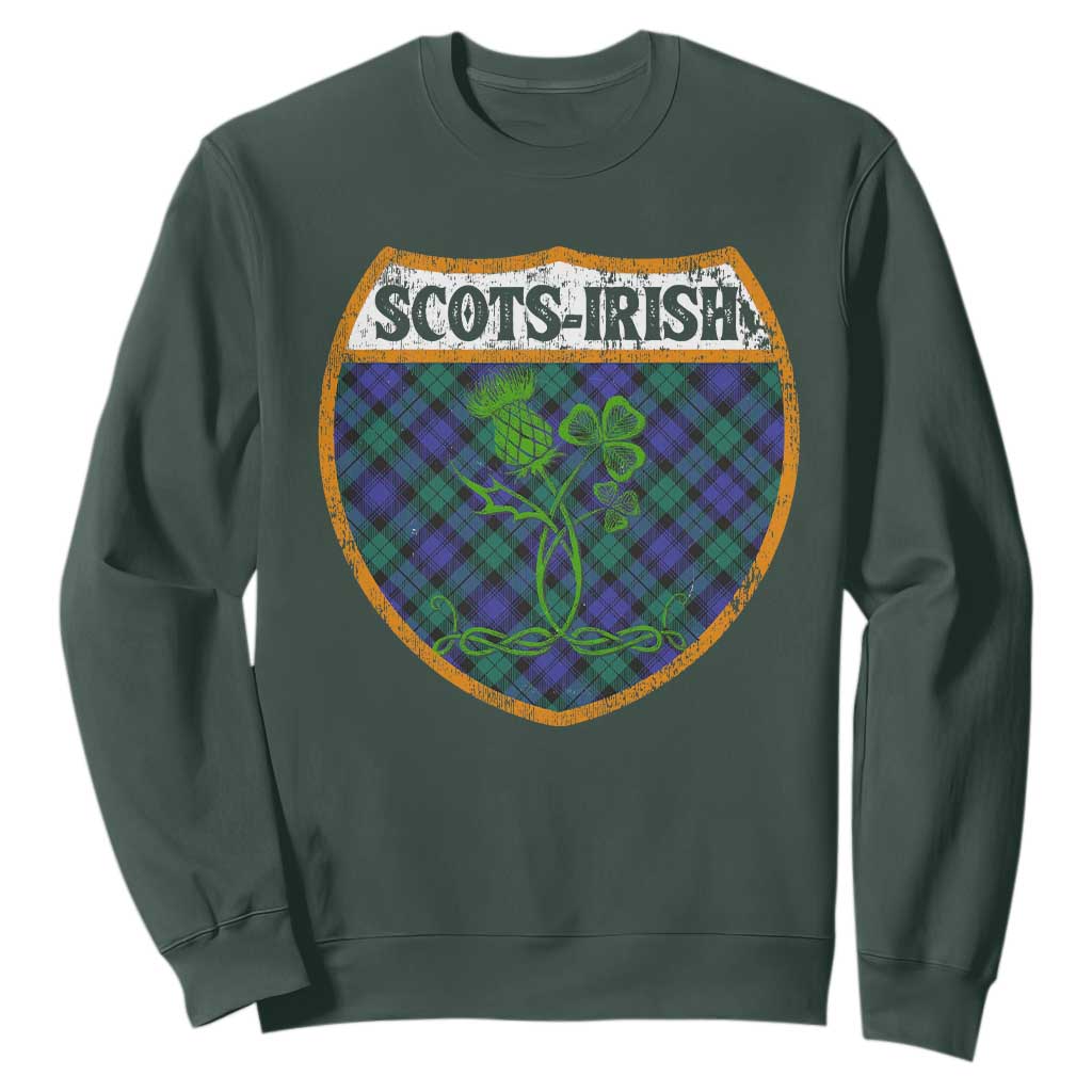 Scots-Irish Pride Sweatshirt Shamrock Ulster Scots Scotch Irish Shamrock Thistle TS09 Dark Forest Green Print Your Wear