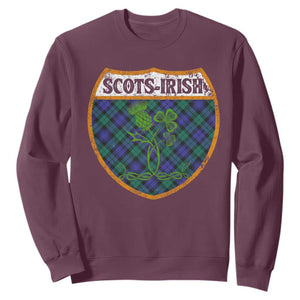 Scots-Irish Pride Sweatshirt Shamrock Ulster Scots Scotch Irish Shamrock Thistle TS09 Maroon Print Your Wear