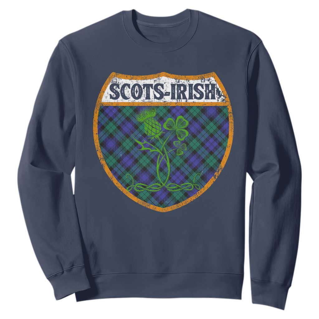Scots-Irish Pride Sweatshirt Shamrock Ulster Scots Scotch Irish Shamrock Thistle TS09 Navy Print Your Wear