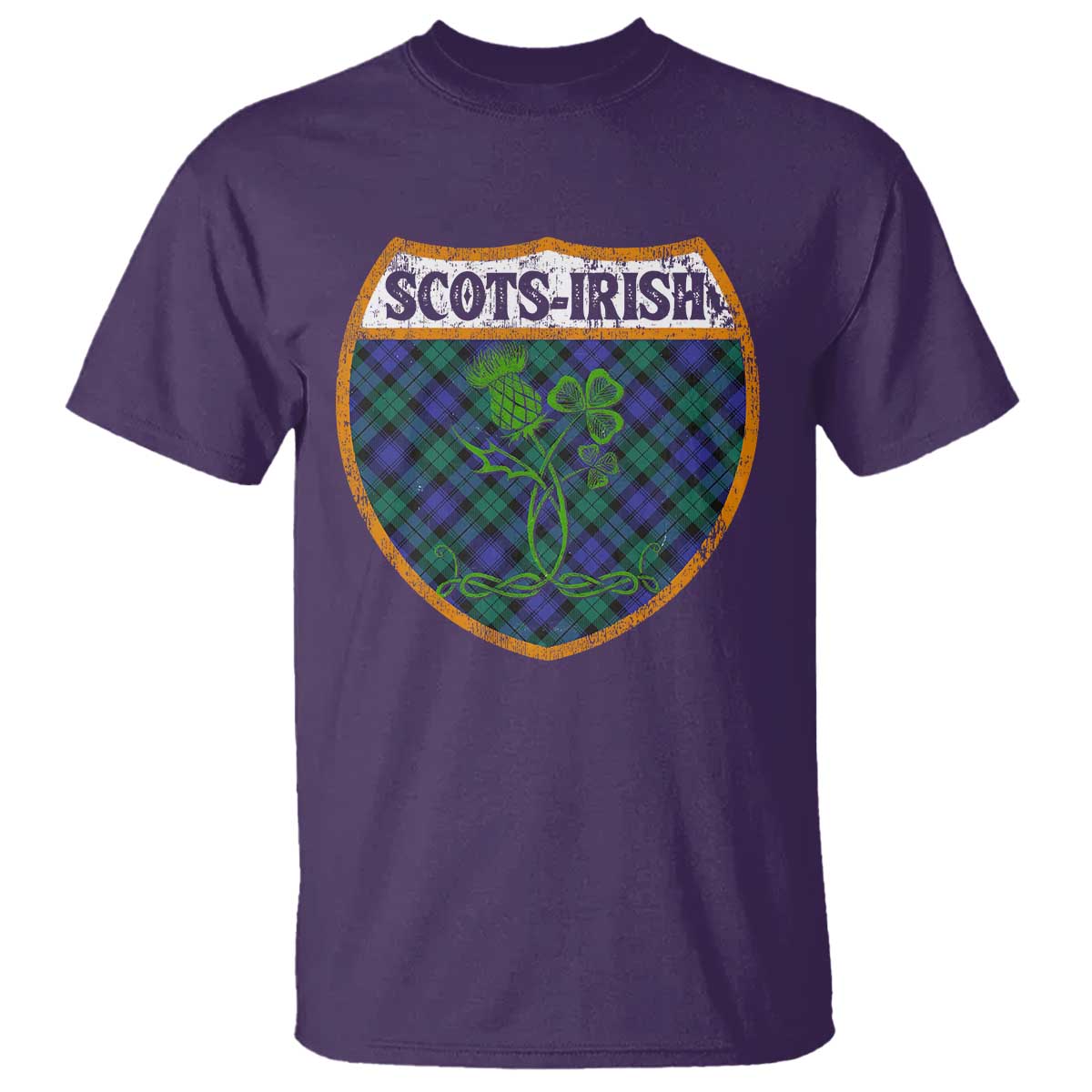 Scots-Irish Pride T Shirt Shamrock Ulster Scots Scotch Irish Shamrock Thistle TS09 Purple Print Your Wear