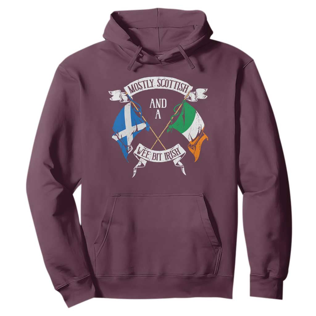 Funny Scots-Irish Pride Hoodie Mostly Scottish Wee Bit Irish TS09 Maroon Print Your Wear