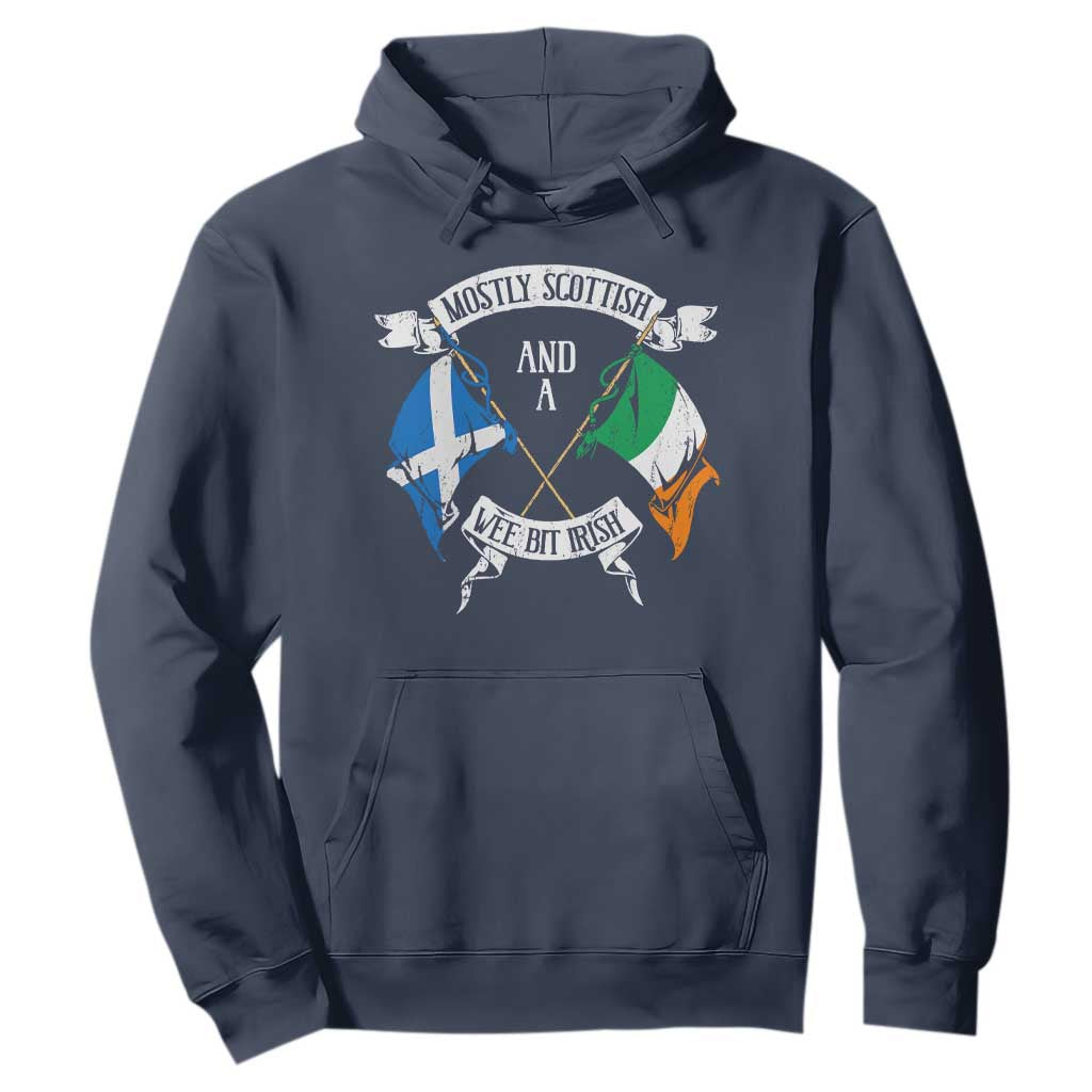 Funny Scots-Irish Pride Hoodie Mostly Scottish Wee Bit Irish TS09 Navy Print Your Wear