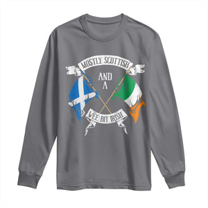 Funny Scots-Irish Pride Long Sleeve Shirt Mostly Scottish Wee Bit Irish TS09 Charcoal Print Your Wear