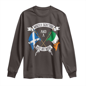 Funny Scots-Irish Pride Long Sleeve Shirt Mostly Scottish Wee Bit Irish TS09 Dark Chocolate Print Your Wear