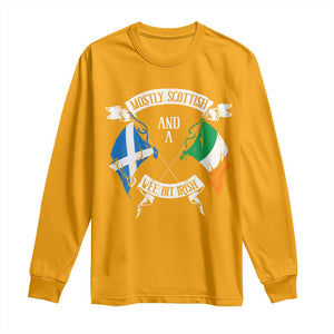 Funny Scots-Irish Pride Long Sleeve Shirt Mostly Scottish Wee Bit Irish TS09 Gold Print Your Wear