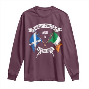 Funny Scots-Irish Pride Long Sleeve Shirt Mostly Scottish Wee Bit Irish TS09 Maroon Print Your Wear