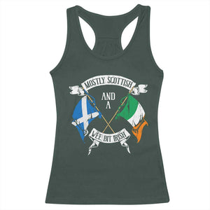 Funny Scots-Irish Pride Racerback Tank Top Mostly Scottish Wee Bit Irish TS09 Dark Forest Green Print Your Wear