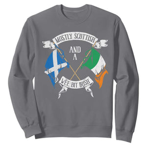 Funny Scots-Irish Pride Sweatshirt Mostly Scottish Wee Bit Irish TS09 Charcoal Print Your Wear