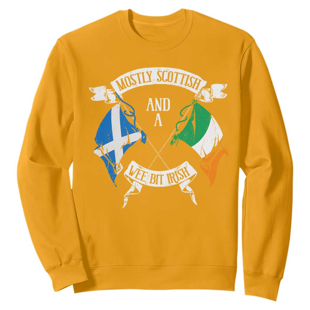 Funny Scots-Irish Pride Sweatshirt Mostly Scottish Wee Bit Irish TS09 Gold Print Your Wear