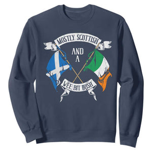 Funny Scots-Irish Pride Sweatshirt Mostly Scottish Wee Bit Irish TS09 Navy Print Your Wear