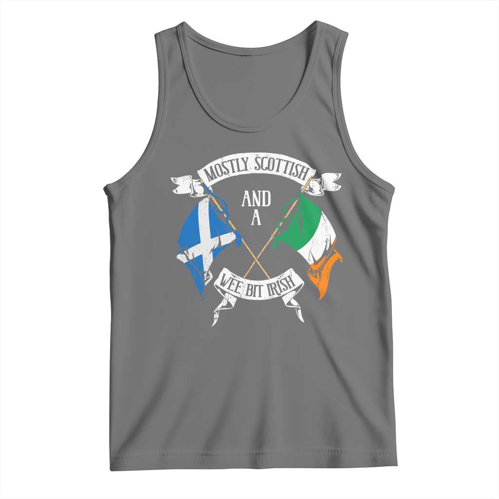 Funny Scots-Irish Pride Tank Top Mostly Scottish Wee Bit Irish TS09 Black Heather Print Your Wear