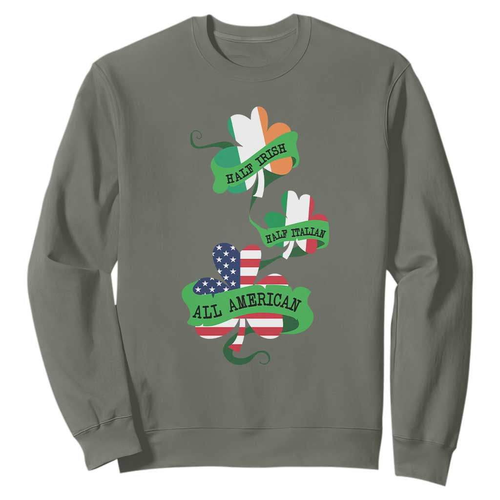 Half Irish Half Italian All American Sweatshirt TS09 Military Green Print Your Wear