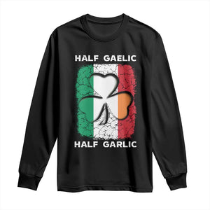 Irish Italian Pride Long Sleeve Shirt Half Gaelic Half Garlic Shamrock Ireland Italy Flag TS09 Black Print Your Wear