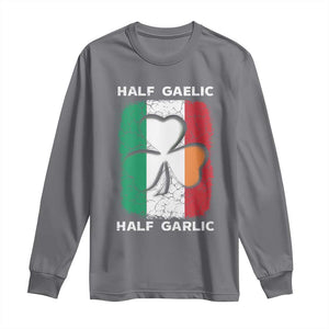 Irish Italian Pride Long Sleeve Shirt Half Gaelic Half Garlic Shamrock Ireland Italy Flag TS09 Charcoal Print Your Wear