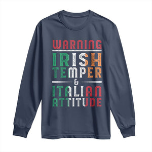 Funny Irish Temper Italian Attitude Long Sleeve Shirt TS09 Navy Print Your Wear