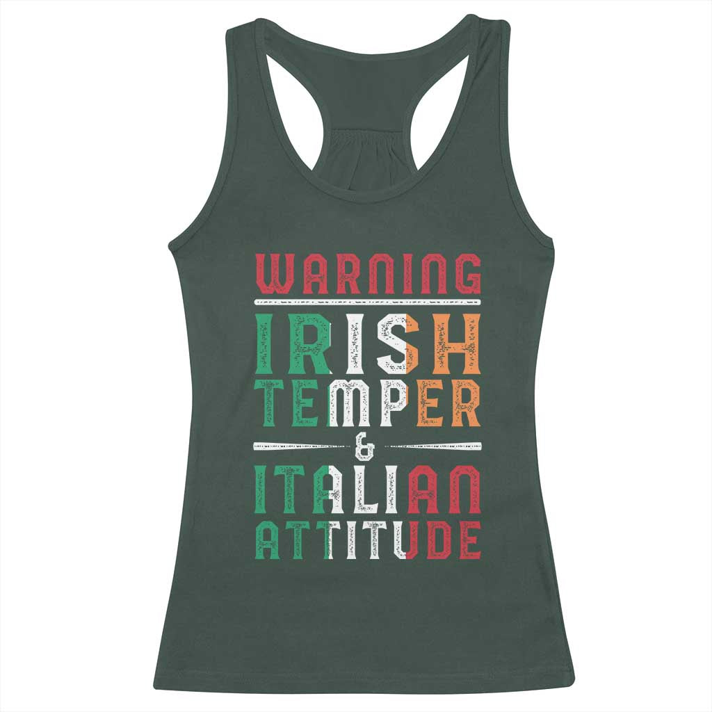 Funny Irish Temper Italian Attitude Racerback Tank Top TS09 Dark Forest Green Print Your Wear