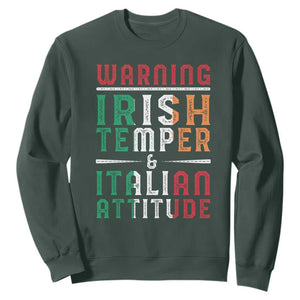 Funny Irish Temper Italian Attitude Sweatshirt TS09 Dark Forest Green Print Your Wear