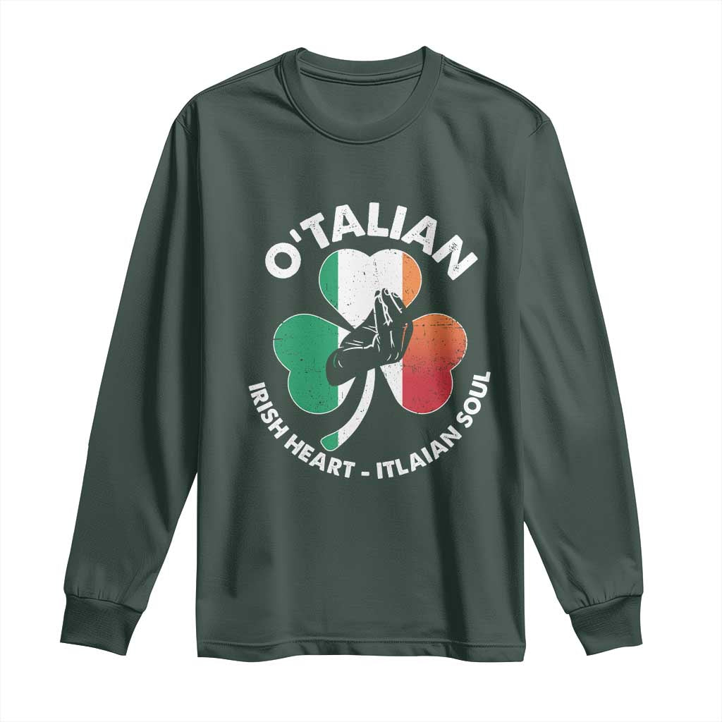 Italian Irish O'talian St. Patrick's Day Long Sleeve Shirt TS09 Dark Forest Green Print Your Wear