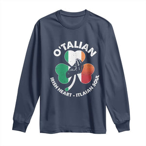 Italian Irish O'talian St. Patrick's Day Long Sleeve Shirt TS09 Navy Print Your Wear