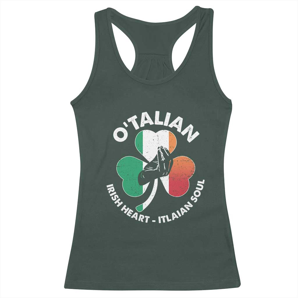 Italian Irish O'talian St. Patrick's Day Racerback Tank Top TS09 Dark Forest Green Print Your Wear