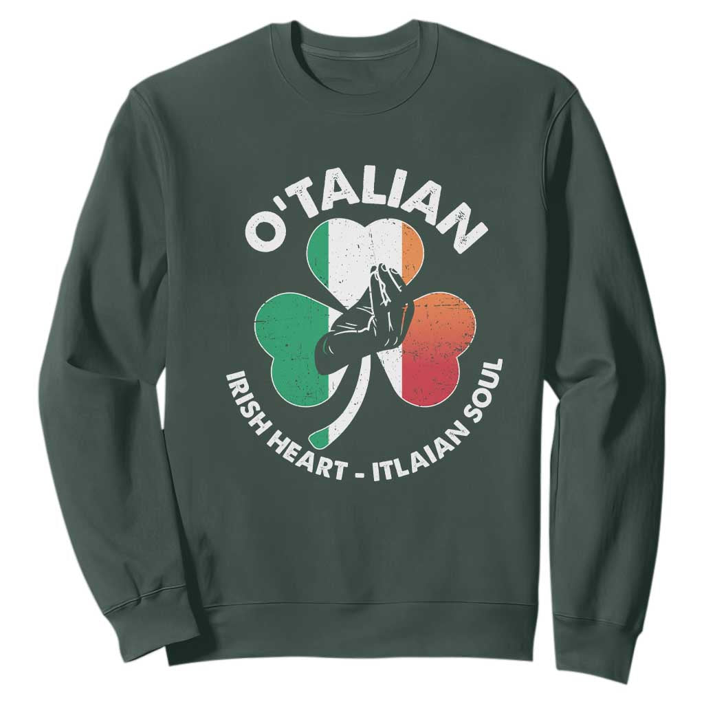 Italian Irish O'talian St. Patrick's Day Sweatshirt TS09 Dark Forest Green Print Your Wear