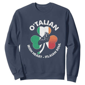 Italian Irish O'talian St. Patrick's Day Sweatshirt TS09 Navy Print Your Wear
