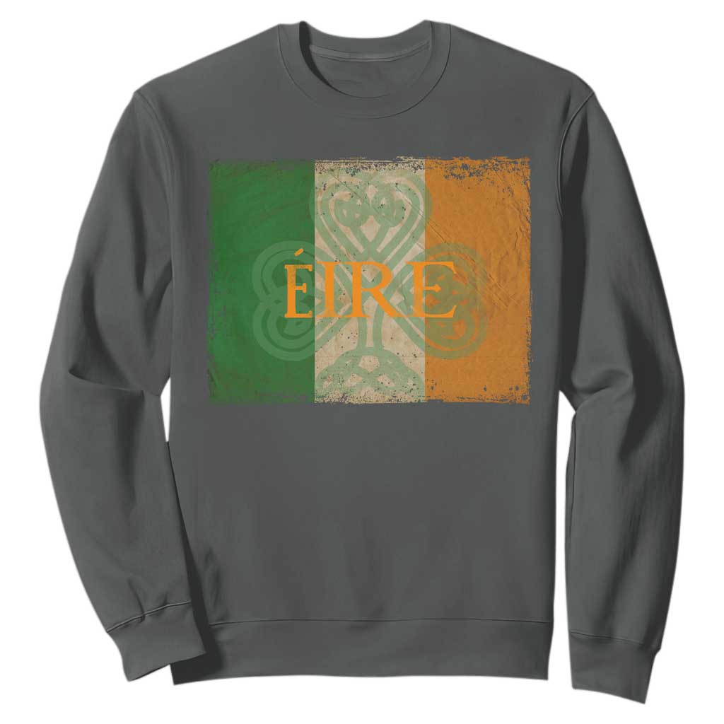 Eire Irish Pride Sweatshirt Celtic Shamrock Ireland Flag TS09 Dark Heather Print Your Wear