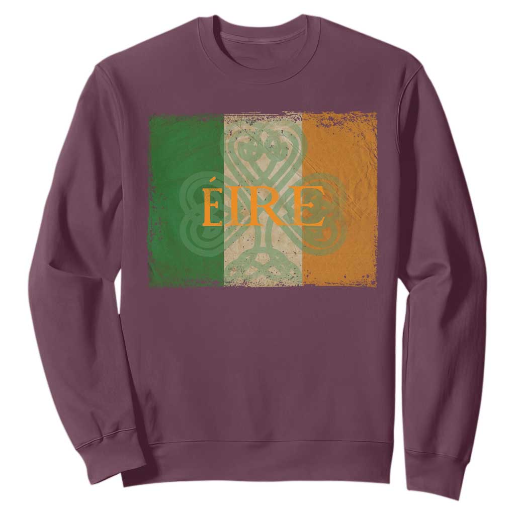 Eire Irish Pride Sweatshirt Celtic Shamrock Ireland Flag TS09 Maroon Print Your Wear