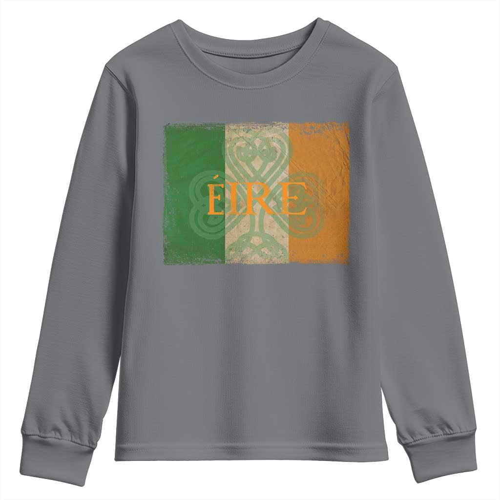 Eire Irish Pride Youth Sweatshirt Celtic Shamrock Ireland Flag TS09 Charcoal Print Your Wear