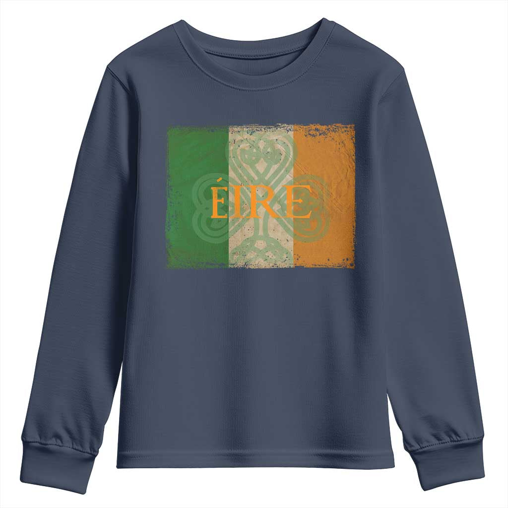 Eire Irish Pride Youth Sweatshirt Celtic Shamrock Ireland Flag TS09 Navy Print Your Wear