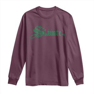 Irish Long Sleeve Shirt Slainte Cheers Good Health Ireland TS09 Maroon Print Your Wear