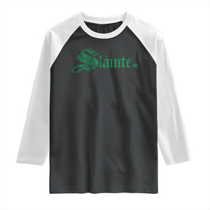 Irish Raglan Shirt Slainte Cheers Good Health Ireland TS09 Black White Print Your Wear