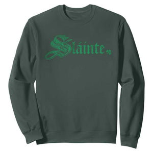 Irish Sweatshirt Slainte Cheers Good Health Ireland TS09 Dark Forest Green Print Your Wear
