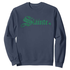 Irish Sweatshirt Slainte Cheers Good Health Ireland TS09 Navy Print Your Wear