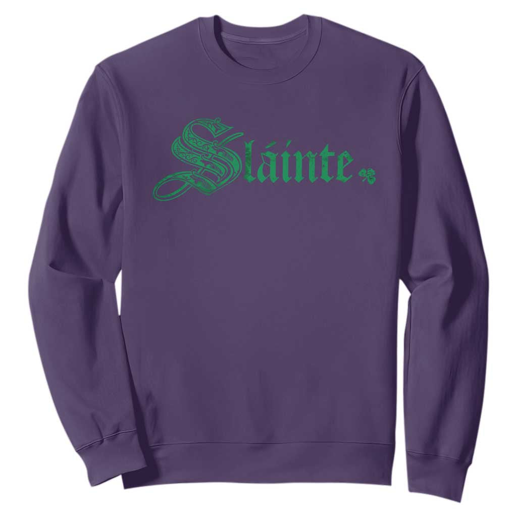 Irish Sweatshirt Slainte Cheers Good Health Ireland TS09 Purple Print Your Wear