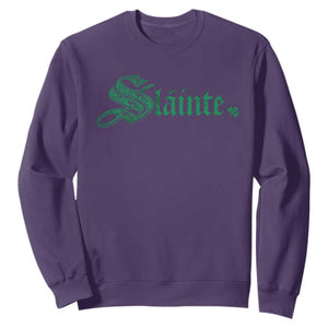 Irish Sweatshirt Slainte Cheers Good Health Ireland TS09 Purple Print Your Wear