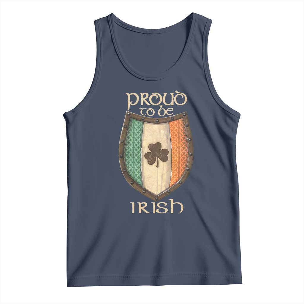 Proud To Be Irish Tank Top Celtic Shamrock Ireland Flag TS09 Navy Print Your Wear