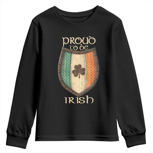 Proud To Be Irish Youth Sweatshirt Celtic Shamrock Ireland Flag TS09 Black Print Your Wear