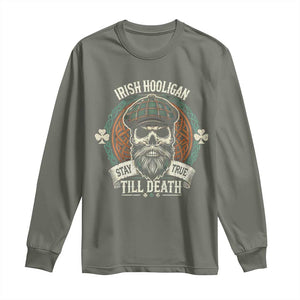 Irish Pride Long Sleeve Shirt Irish Hooligan Stay True Till Death TS09 Military Green Print Your Wear