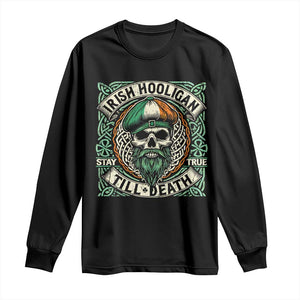 Irish Pride Long Sleeve Shirt Irish Hooligan Ireland Flag Skull TS09 Black Print Your Wear