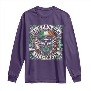 Irish Pride Long Sleeve Shirt Irish Hooligan Ireland Flag Skull TS09 Purple Print Your Wear