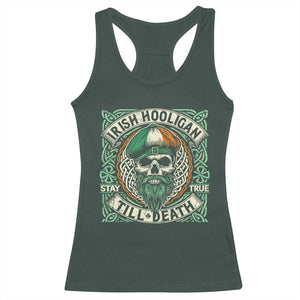 Irish Pride Racerback Tank Top Irish Hooligan Ireland Flag Skull TS09 Dark Forest Green Print Your Wear