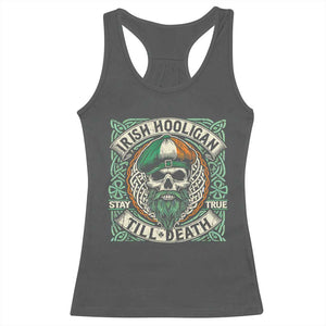 Irish Pride Racerback Tank Top Irish Hooligan Ireland Flag Skull TS09 Dark Heather Print Your Wear