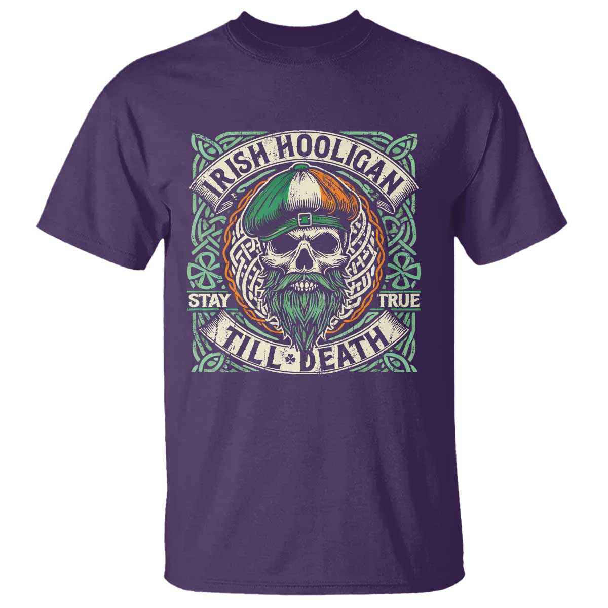 Irish Pride T Shirt Irish Hooligan Ireland Flag Skull TS09 Purple Print Your Wear