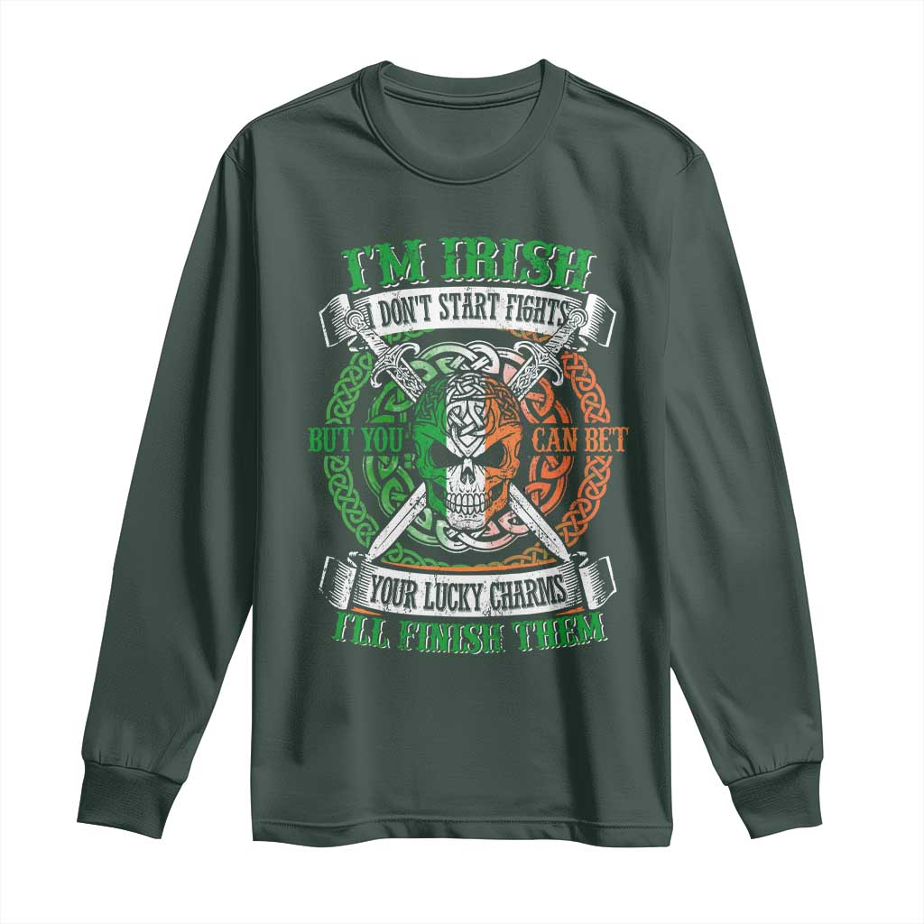 Irish Pride Long Sleeve Shirt You Can Bet Your Lucky Charms I'll Finish Them TS09 Dark Forest Green Print Your Wear