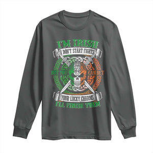 Irish Pride Long Sleeve Shirt You Can Bet Your Lucky Charms I'll Finish Them TS09 Dark Heather Print Your Wear